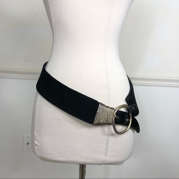 Accessories Vtg 8s Womans Wide Black Suede Hip Belt Usa M Poshmark